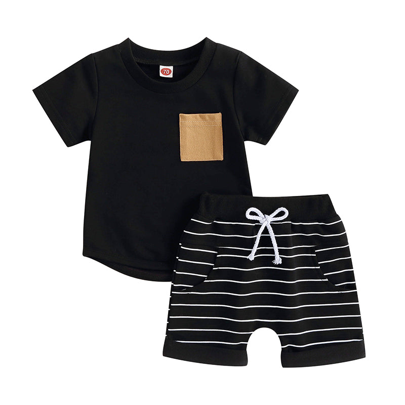 Lioraitiin 0-4Years Baby Kids Boys 2Pcs Set Short Sleeve Crew Neck