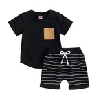 Lioraitiin 0-4Years Baby Kids Boys 2Pcs Set Short Sleeve Crew Neck