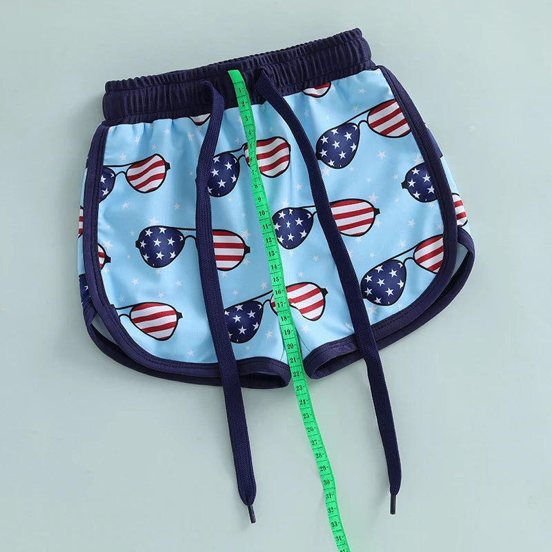 Lioraitiin Toddler Boy 4th of July Swim Trunks with Drawstring Ice