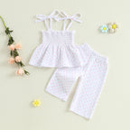 Lioraitiin Toddler Girl Outfits Plaid/Dot Print Spaghetti Strap Tank