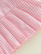 Lioraitiin Toddler Girl A Line Dress Plaid Print Lapel Short Sleeves