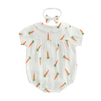Lioraitiin Baby Girls Rompers Easter Carrot Print Doll Collar Short