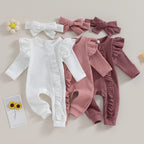 Lioraitiin 0-12M Newborn Infant Baby Girl Ruffle Zipper Romper Long