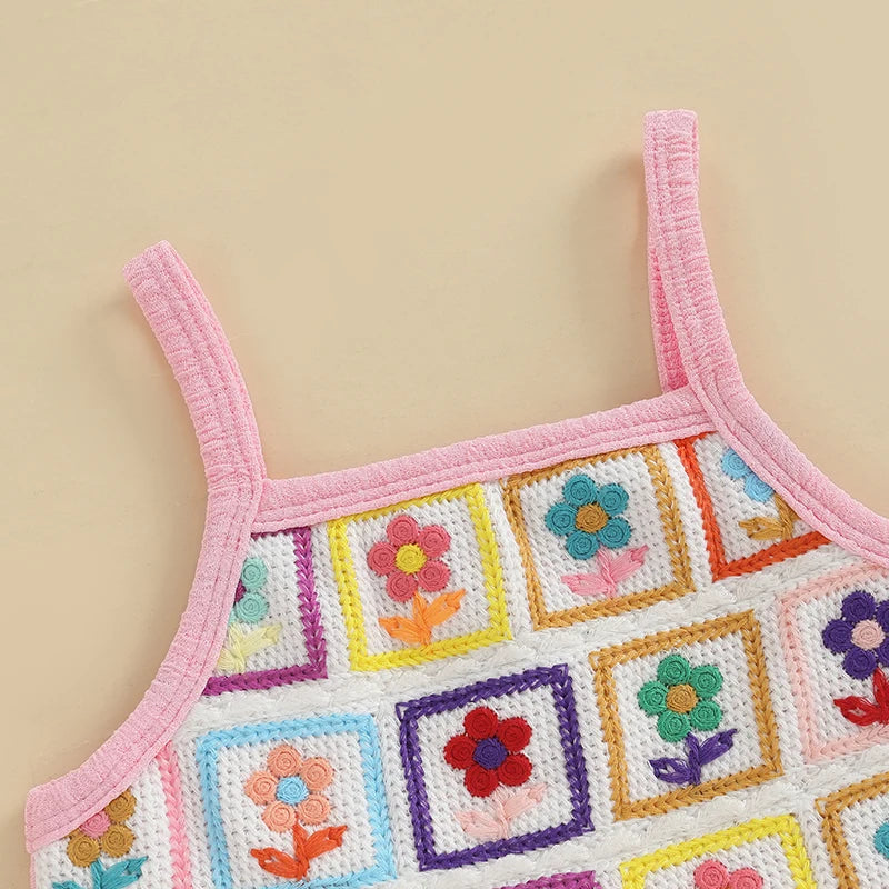 Lioraitiin Toddler Baby Girl Outfit Flower Pattern Ruffled Spaghetti