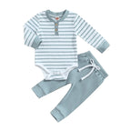 Lioraitiin 0-24M Infant Baby Boy 2Pcs Outfits Long Sleeve Striped