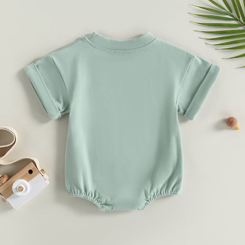 Lioraitiin 0-24M Baby Boys Girls Rompers Solid Short Sleeve O-neck