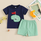 Lioraitiin Toddler Boys Outfits Golf Embroidered Short Sleeve Tops