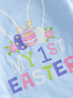 Baby Girl Easter Outfit, Long Sleeve Letters Romper with Eggs Print