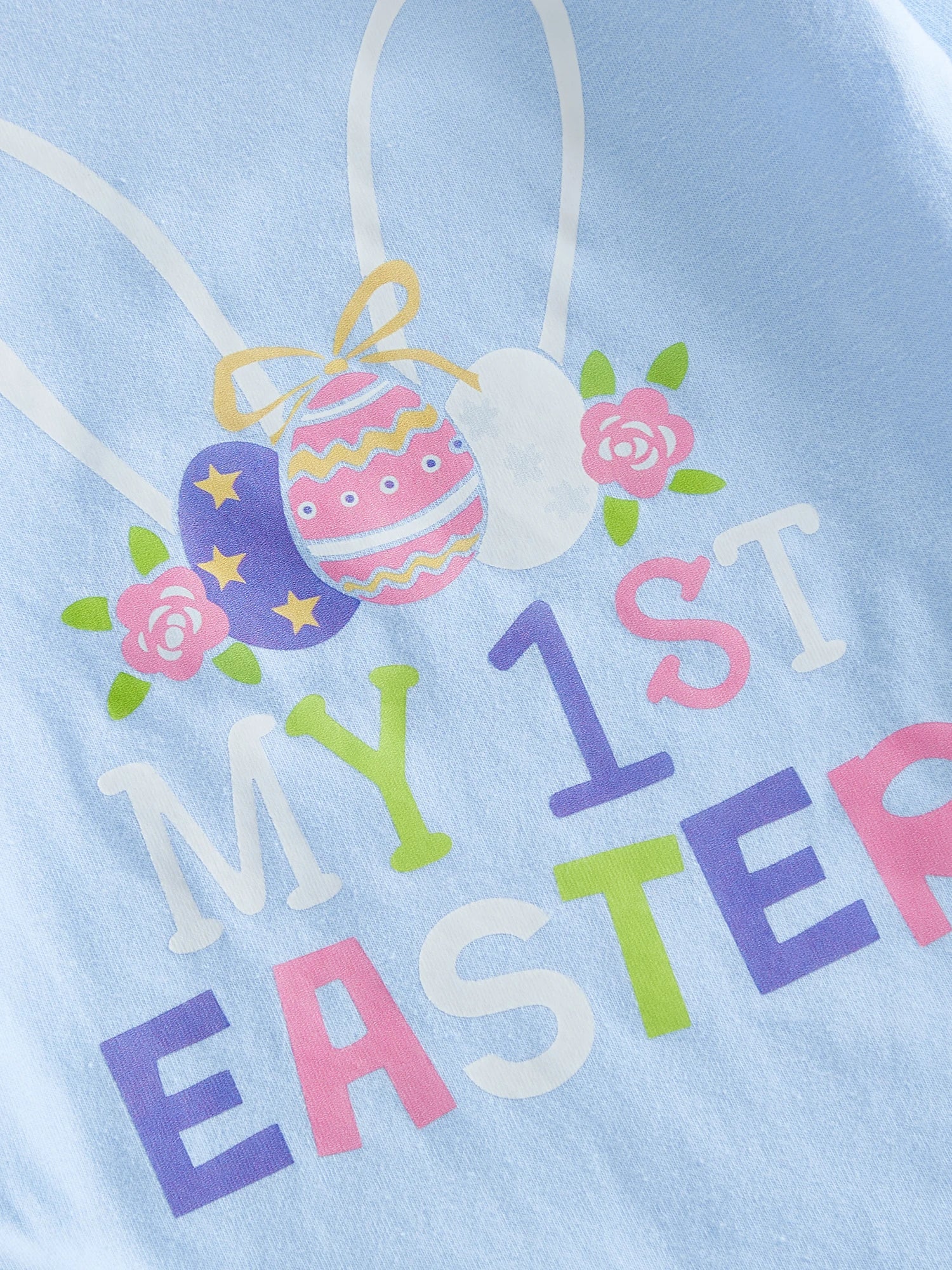 Baby Girl Easter Outfit, Long Sleeve Letters Romper with Eggs Print