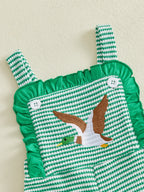 Lioraitiin ï»¿Little Girls Overalls Adorable Duck Embroidery Striped