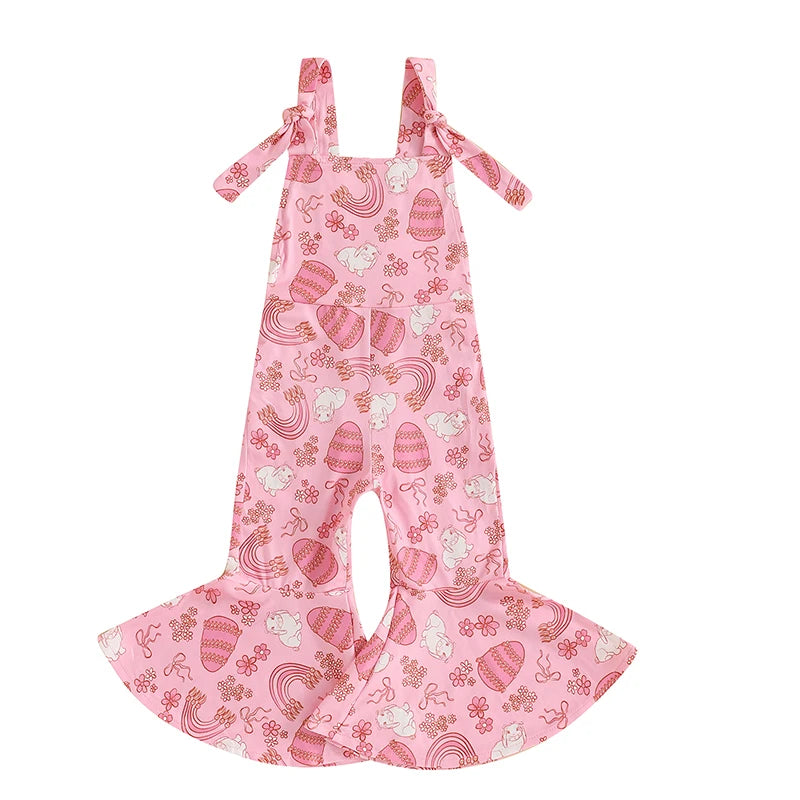 Lioraitiin 6M-4Y Baby Girl Easter Rompers Sleeveless Floral Print