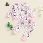 Lioraitiin Baby Girls 2Pcs Outfit, Flower Boots Print Long Sleeve