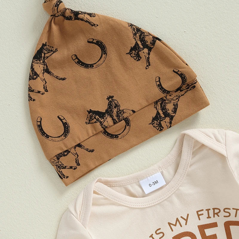 Lioraitiin Baby Boys 3PCS Outfit Sets Long Sleeve Letter Print Romper