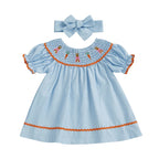 Lioraitiin Toddler Girls Easter Dress Rabbit Carrot Embroidery Short