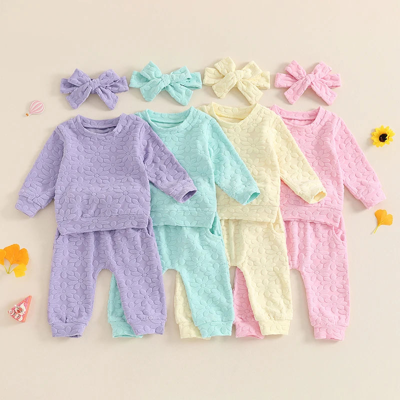 Lioraitiin Toddler Girl Outfit Daisy Embroidery Long Sleeve