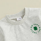 Toddler Baby Boys Outfits Four Leaf Clover Letter Long Sleeve Crew