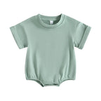 Lioraitiin 0-24M Baby Boys Girls Rompers Solid Short Sleeve O-neck