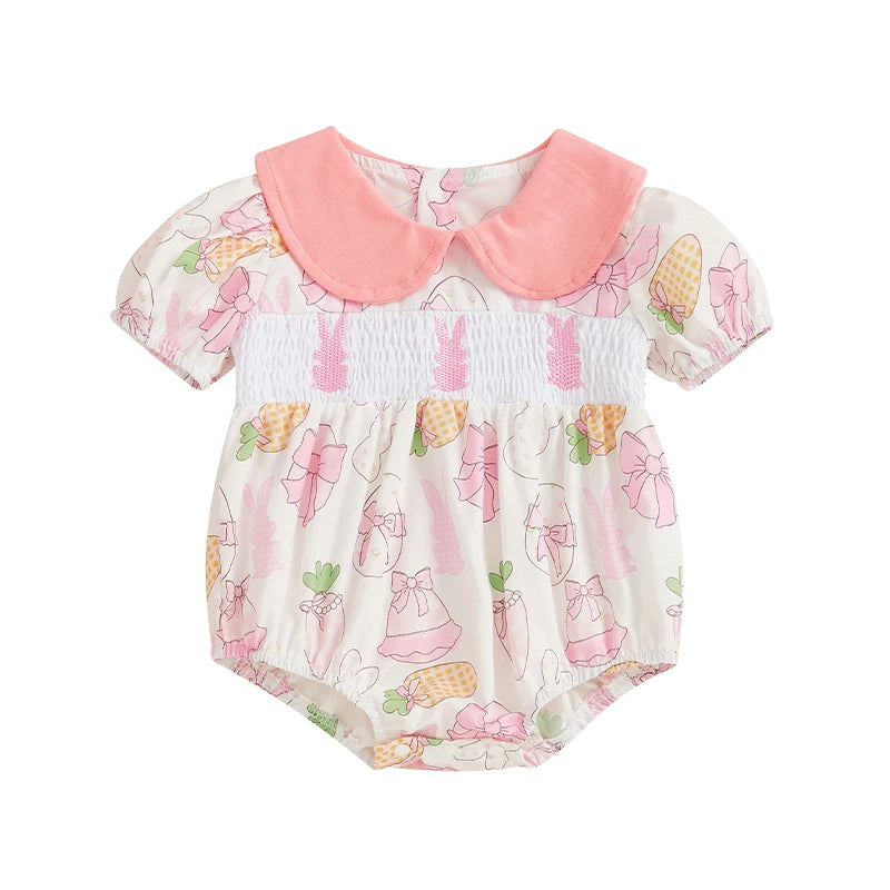 Lioraitiin Baby Girls Rompers Easter Rabbit Easter Eggs Print Doll