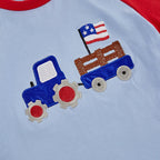 Lioraitiin Baby Boys Patriotic Outfits Tractor Embroidery Short