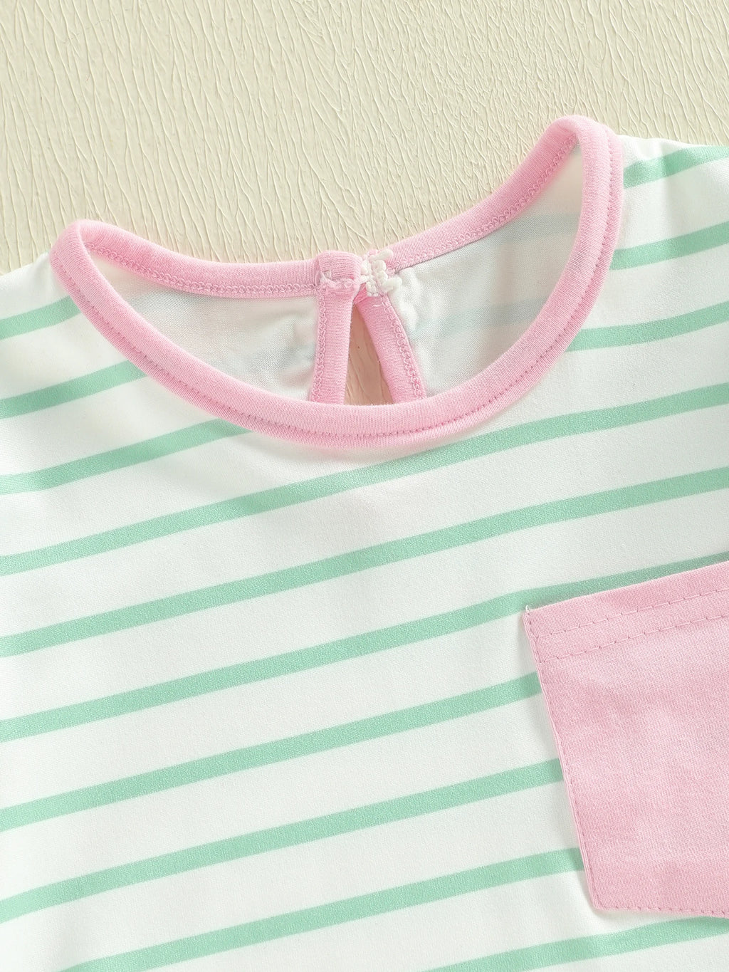 Lioraitiin Baby Girl Striped Romper Ruffle Trim Short Sleeve Crewneck