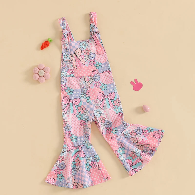 Lioraitiin 6M-4Y Baby Girl Easter Rompers Sleeveless Floral Print