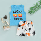 Lioraitiin 1-5Years Toddler Baby Boy Shorts Set Letter Glasses