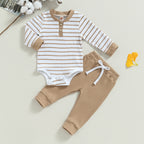 Lioraitiin 0-24M Infant Baby Boy 2Pcs Outfits Long Sleeve Striped