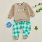 Lioraitiin Toddler Baby Boy Girl Duck Long Sleeve Sweatshirt Plaid
