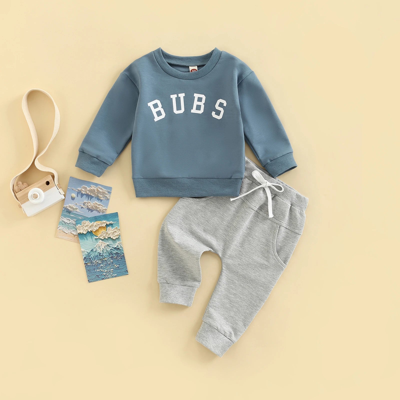 Lioraitiin 0-3Years Toddler Baby Boys Letter Print Round Neck Long