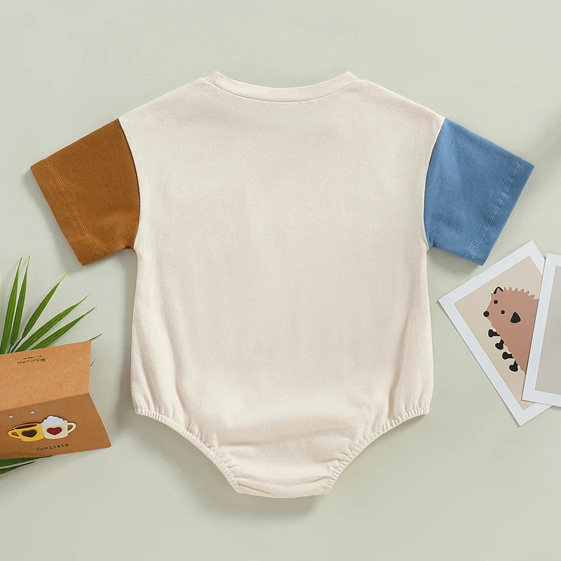 Lioraitiin 0-24M Kid Girl Boy Girl Bodysuit Short Sleeve Round Neck