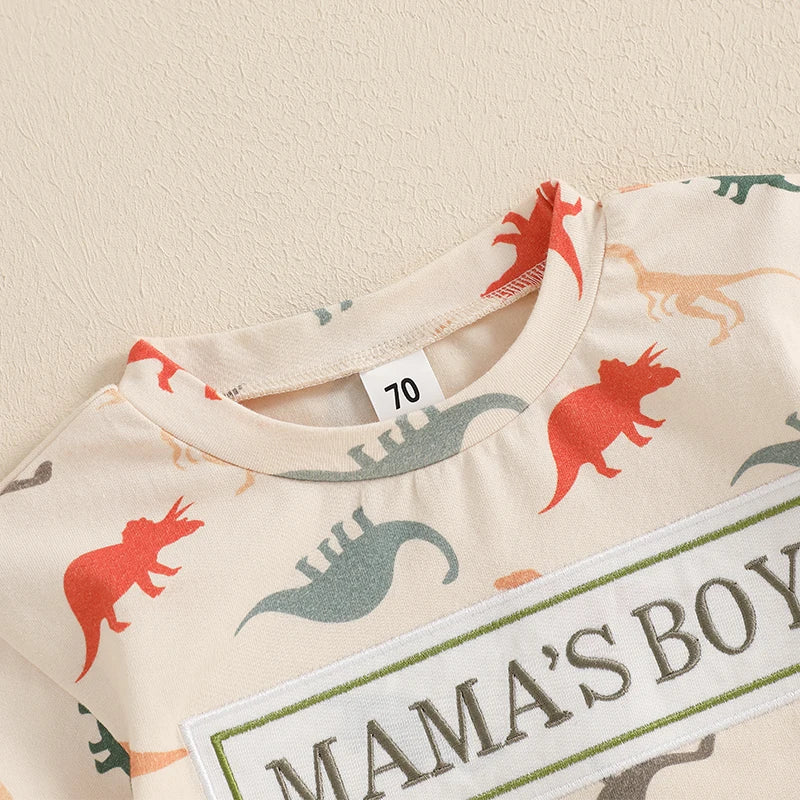 Lioraitiin Baby Boy Dinosaur Romper Letter Embroidery Short Sleeve