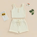 Lioraitiin 0-8Years Kid Girls 2Pcs Pants Suit Sleeveless Knitting