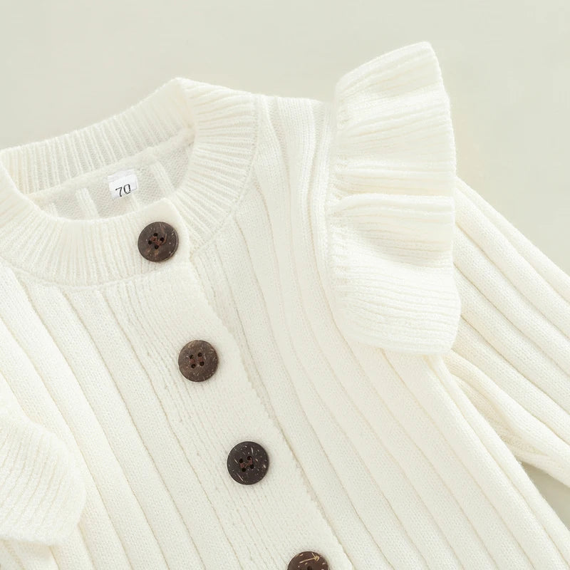 Lioraitiin 0-18M Baby Girl’s Knitted Long Sleeve Jumpsuit Fashion