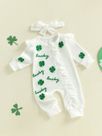 Lioraitiin Baby Girl Outfit Clover Letters Embroidery Ruffle Long