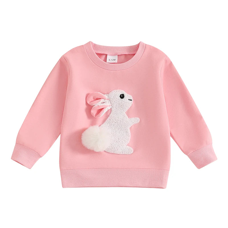 Lioraitiin Toddler Girls Boys Sweatshirts Easter Rabbit Embroidered