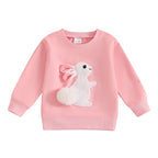 Lioraitiin Toddler Girls Boys Sweatshirts Easter Rabbit Embroidered