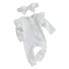 Lioraitiin 0-12M Newborn Infant Baby Girl Ruffle Zipper Romper Long