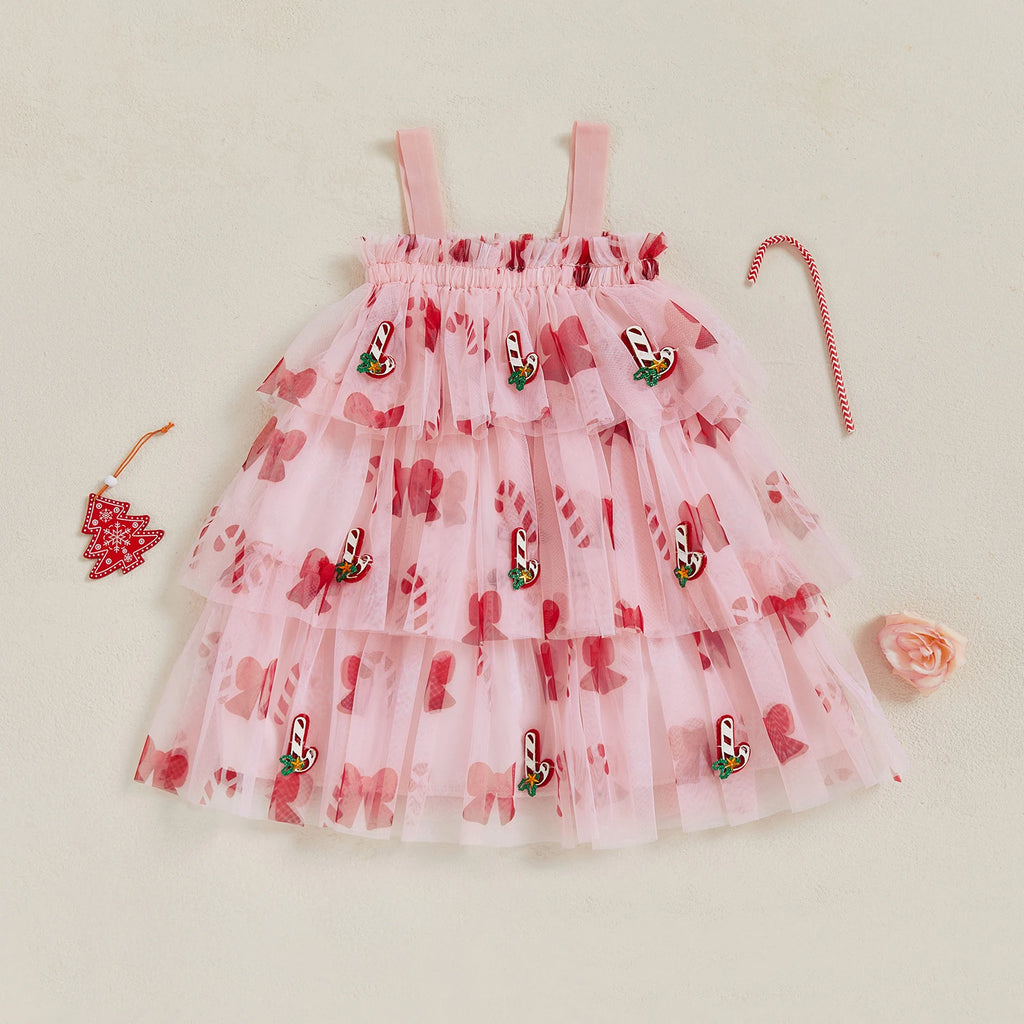 Lioraitiin Toddler Baby Girl Christmas Dress Santa Claus Print