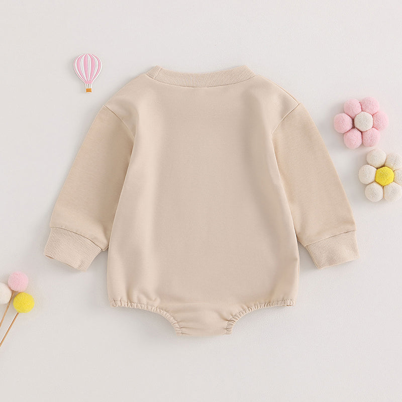 Lioraitiin 0-18M Infant Girl Sweatshirts Bodysuit Letter Embroidery
