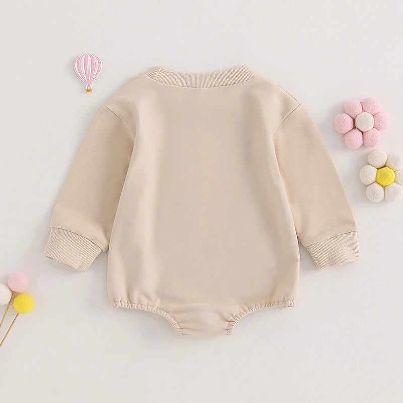 Lioraitiin 0-18M Infant Girl Sweatshirts Bodysuit Letter Embroidery