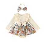 Lioraitiin Baby Girl Outfit, Flower Print Ruffle Trim Long Sleeve