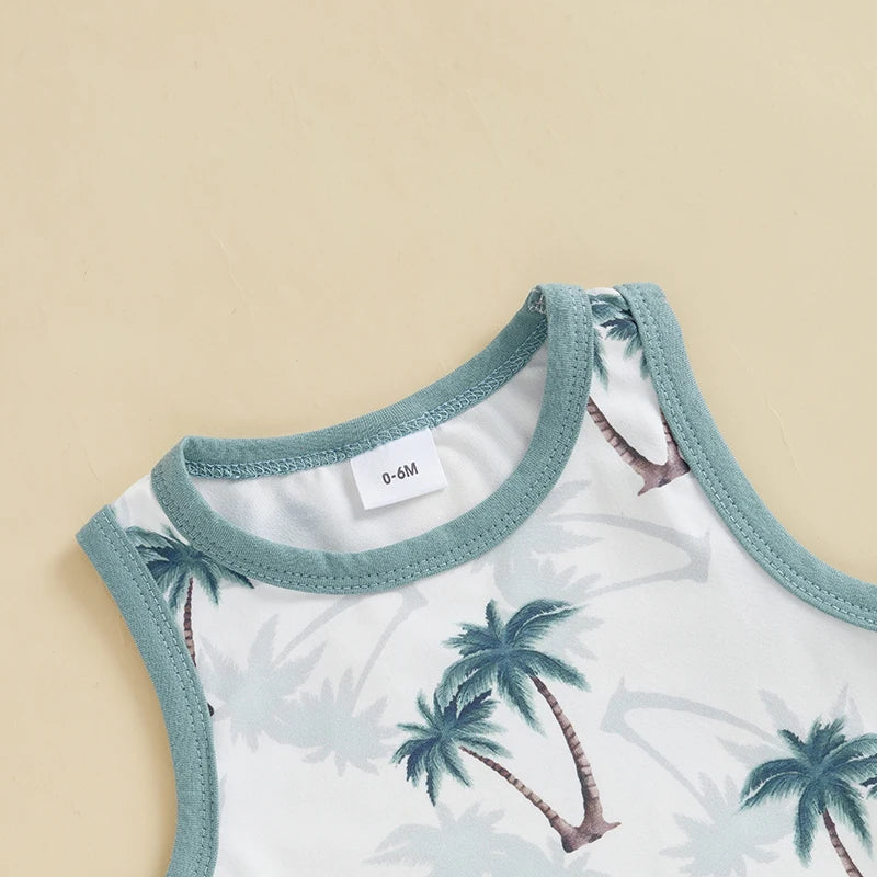 Lioraitiin Toddler Baby Boy Shorts Set Seashell/Tree Tank Tops