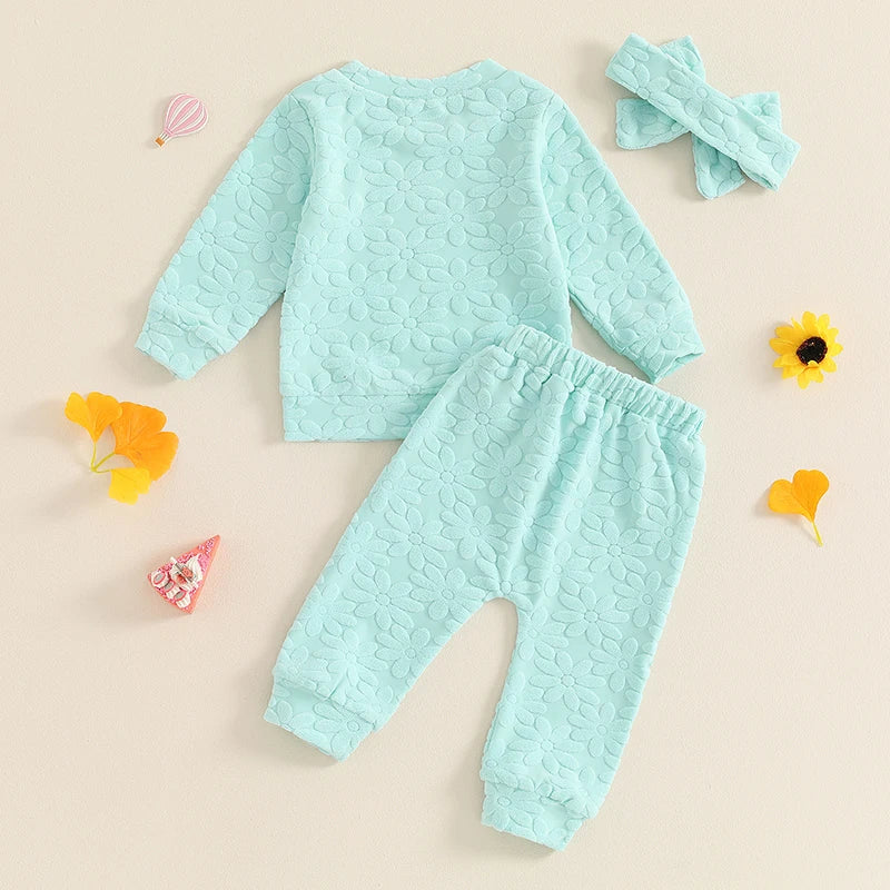 Lioraitiin Toddler Girl Outfit Daisy Embroidery Long Sleeve