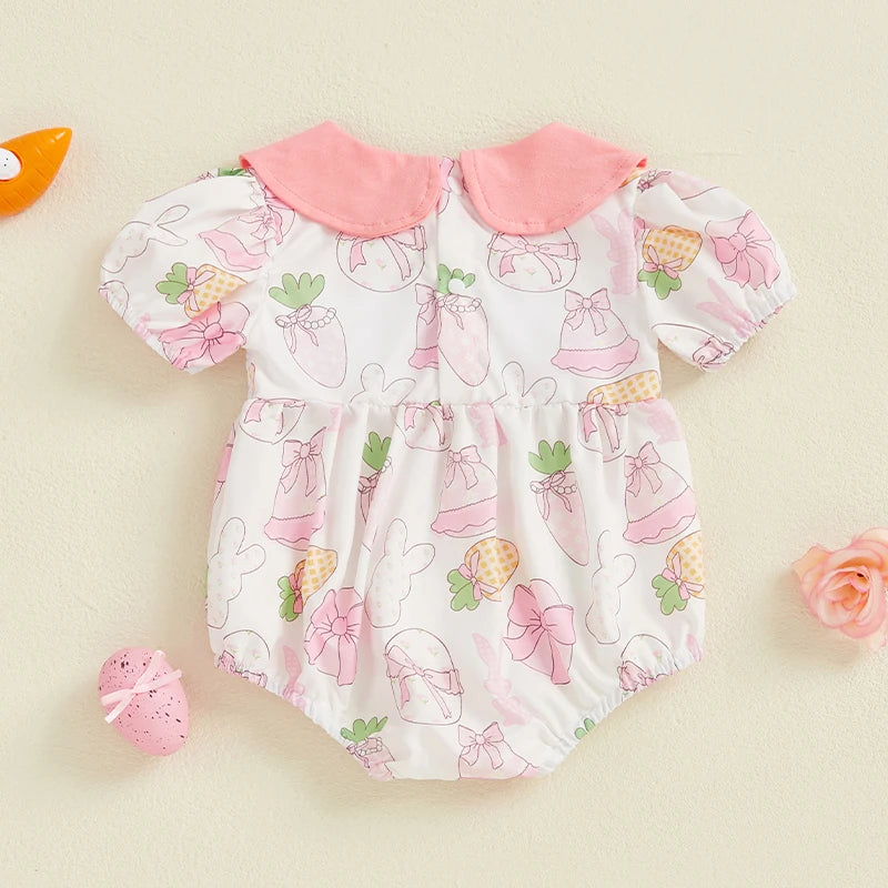 Lioraitiin Baby Girls Rompers Easter Rabbit Easter Eggs Print Doll