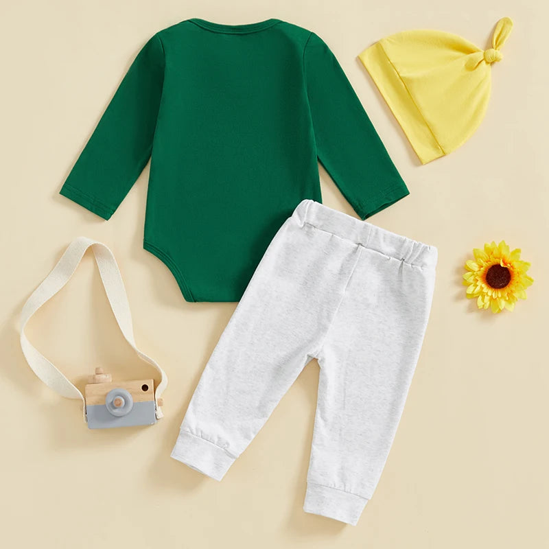 Lioraitiin Baby Boys Outfits Letter Cheese Print Crew Neck Long