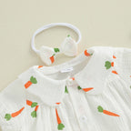 Lioraitiin Baby Girls Rompers Easter Carrot Print Doll Collar Short