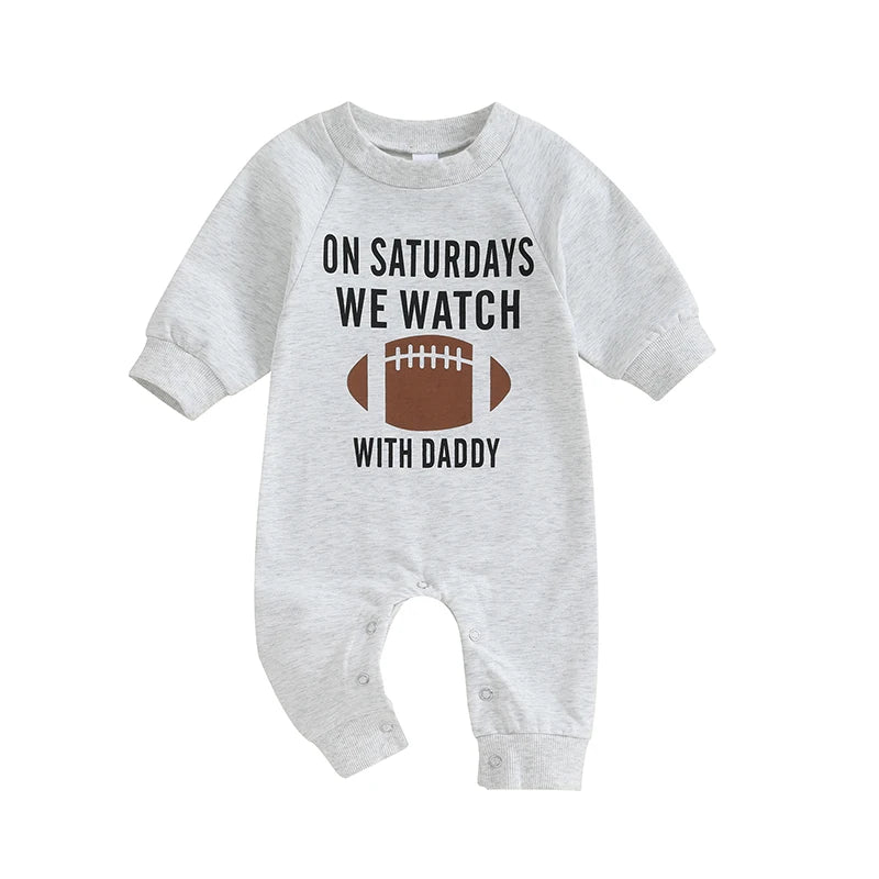 Lioraitiin 0-18M Infant Baby Girl Boy Romper Soccer Letter Print Long