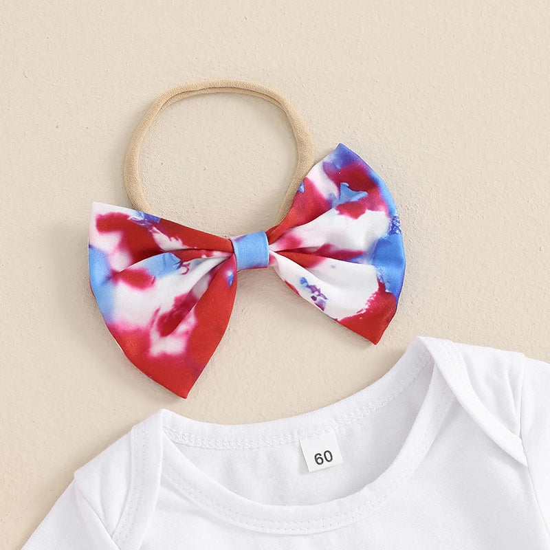 Lioraitiin Baby Girls 4th of July Outfit Letter Print Short Sleeves