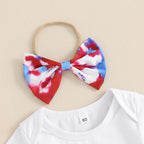 Lioraitiin Baby Girls 4th of July Outfit Letter Print Short Sleeves