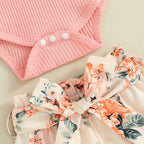 Lioraitiin Baby Girls Shorts Outfits Letter Print Fly Sleeve Romper